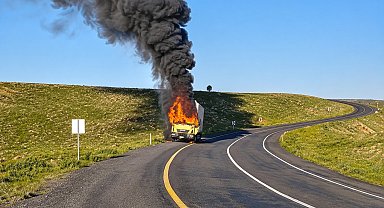 Şanlıurfa'da TIR alev alev yandı
