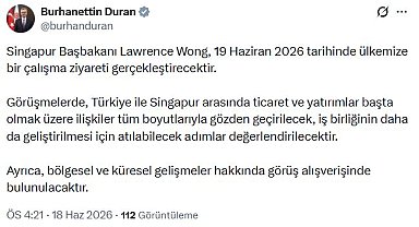 Singapur Başbakanı Wong, Türkiye'ye gelecek