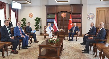 TBMM Başkanı Kurtulmuş, Letonya Parlamentosu Başkanı Mierina ile görüştü