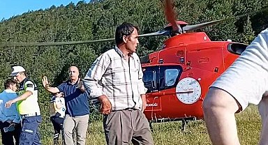 Traktör devrildi, yaralı muhtar ambulans helikopterle hastaneye kaldırıldı