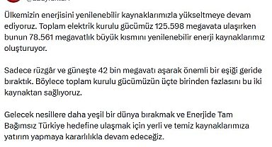 Türkiye'nin elektrik kurulu gücü 125 bin 598 megavata çıktı