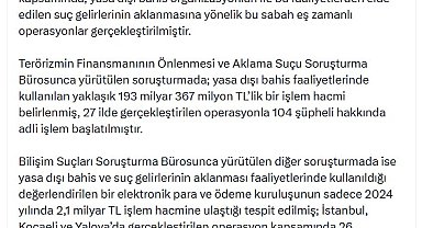 Yasa dışı bahis soruşturmalarında 130 şüpheli hakkında adli işlem
