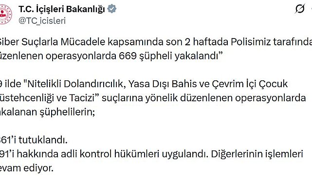 39 ilde siber suç operasyonu: 361 tutuklama