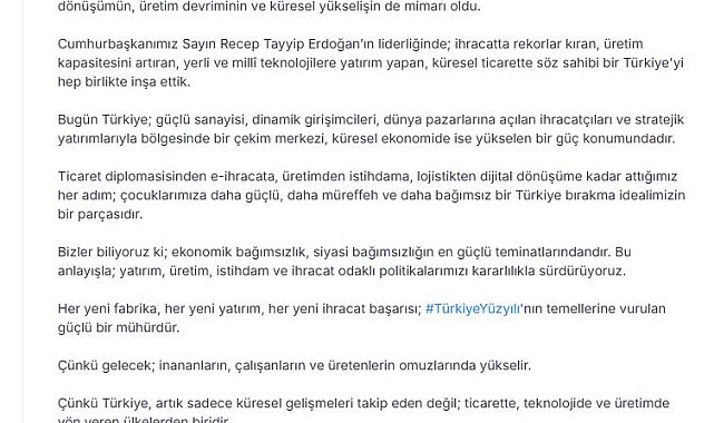 Bakan Bolat: Ekonomik bağımsızlık, siyasi bağımsızlığın en güçlü teminatlarındandır