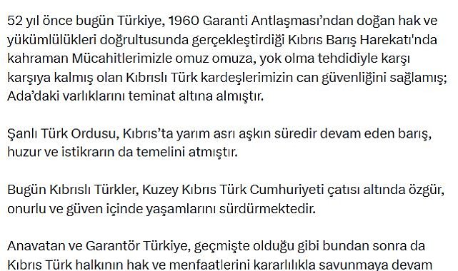 Bakan Fidan: Türkiye, Kıbrıs Türk halkının hak ve menfaatlerini savunmaya devam edecek