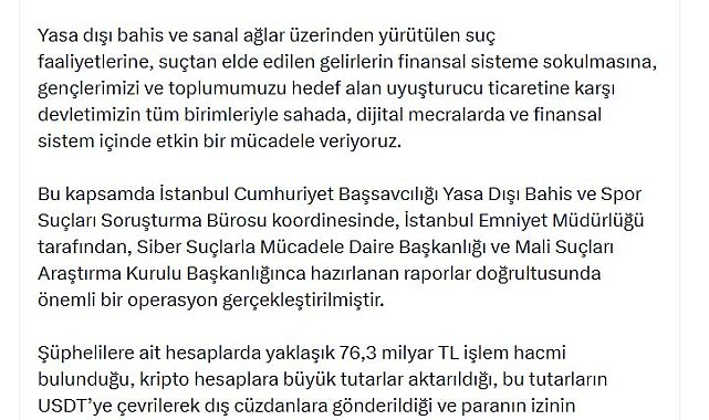 Bakan Gürlek: Suç faaliyetlerine karşı etkin bir mücadele veriyoruz