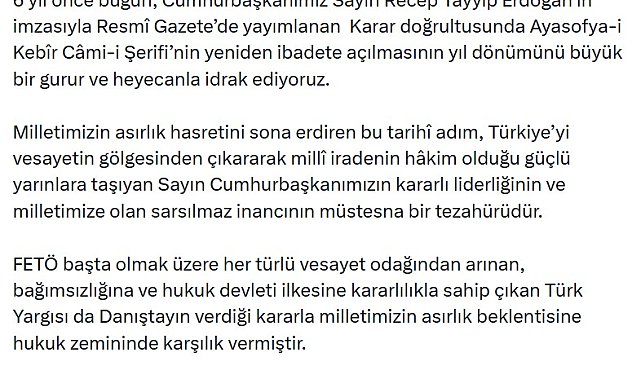 Bakan Gürlek'ten 'Ayasofya' açıklaması