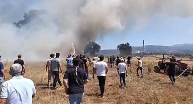 Bursa'da, anız yangınında 3 dönüm alan zarar gördü