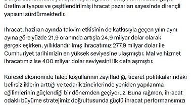 Cevdet Yılmaz: Güçlü ihracat performansımızı sürdürüyoruz