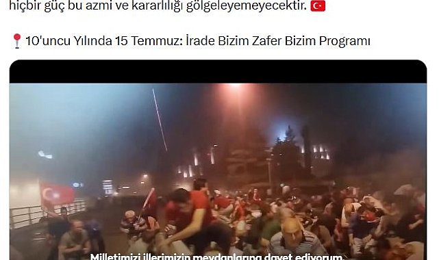 Emine Erdoğan'dan '10'uncu Yılında 15 Temmuz: İrade Bizim Zafer Bizim Programı' paylaşımı