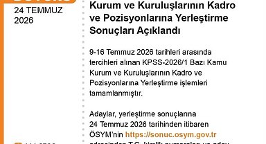 KPSS-20261 yerleştirme sonuçları açıklandı
