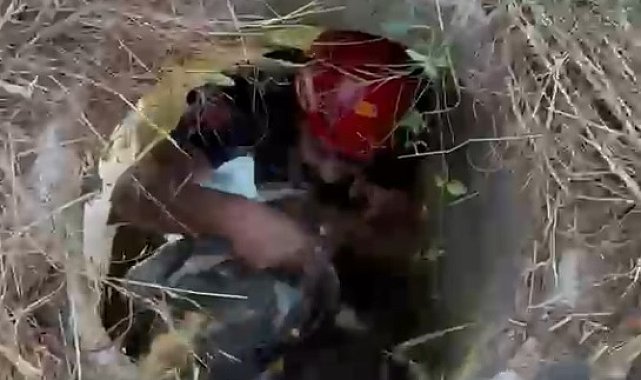 Rögara düşen keçiyi itfaiye ekipleri kurtardı