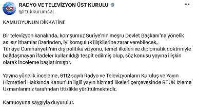 RTÜK'ten Suriye Devlet Başkanı Şara'ya yönelik ithamlara inceleme
