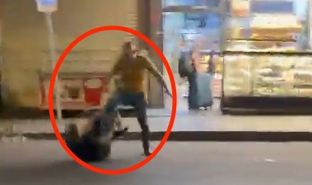 Taksicilerin durak anlaşmazlığı kavgası kamerada