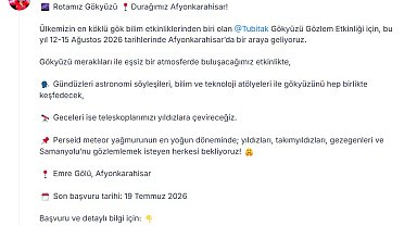 TÜBİTAK Gökyüzü Gözlem Etkinliği, Afyonkarahisar'da yapılacak