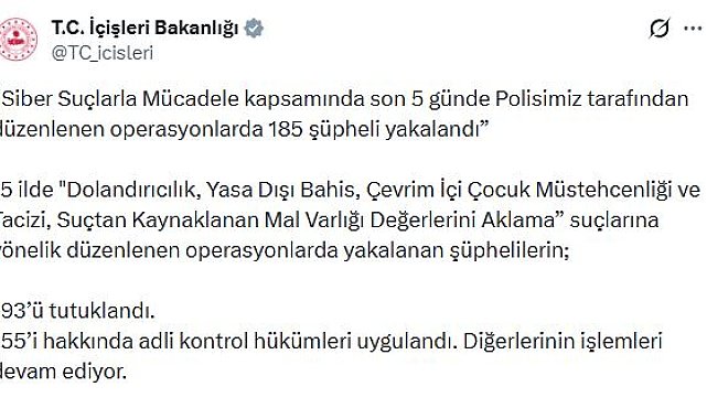 15 ilde siber suçlara yönelik operasyon; 93 tutuklama