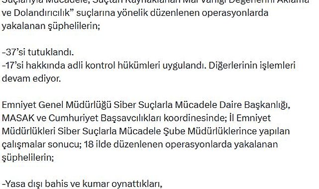 18 ilde 'siber suç' operasyonu; 37 tutuklama