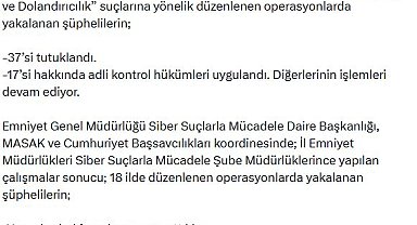 18 ilde 'siber suç' operasyonu; 37 tutuklama