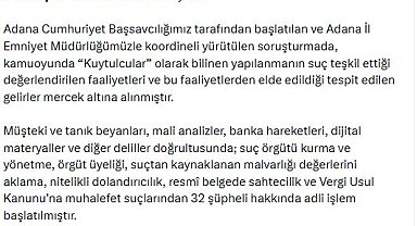 'Kuytulcular' olarak bilinen yapılanmaya operasyon; 32 şüpheli hakkında adli işlem