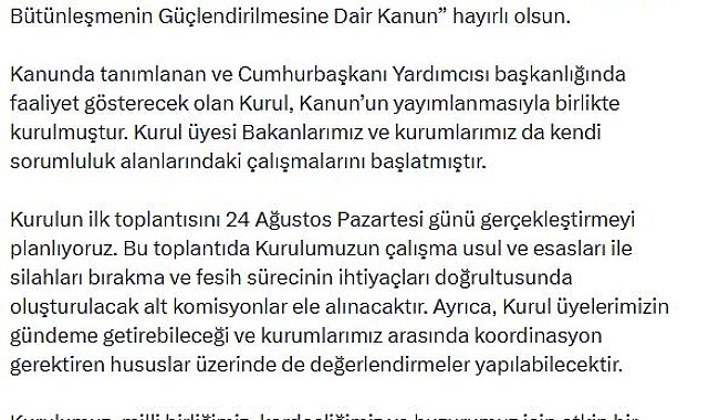 'Terörsüz Türkiye' kurulu ilk toplantısını 24 Ağustos'ta yapacak