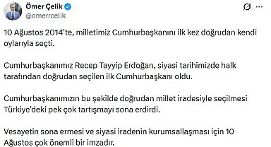 AK Parti'li Çelik: Vesayetin sona ermesi için 10 Ağustos çok önemli bir imzadır