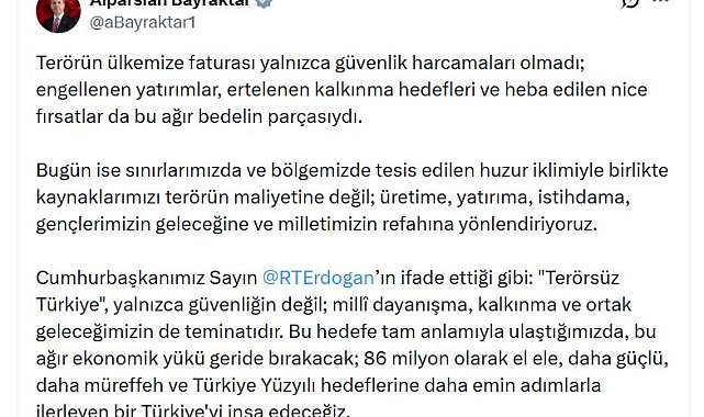 Bakan Bayraktar'dan 'Terörsüz Türkiye' mesajı