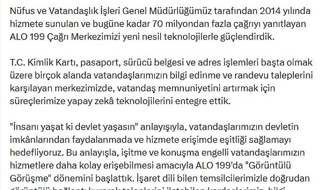 Bakan Çiftçi: ALO 199 Çağrı Merkezi, 70 milyondan fazla çağrıyı yanıtladı