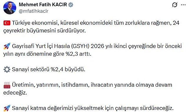 Bakan Kacır: Sanayi katma değerimizi yükseltmek için çalışmayı sürdüreceğiz