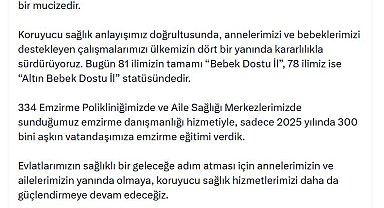 Bakan Memişoğlu: 2025'te 300 bini aşkın vatandaşımıza emzirme eğitimi verdik