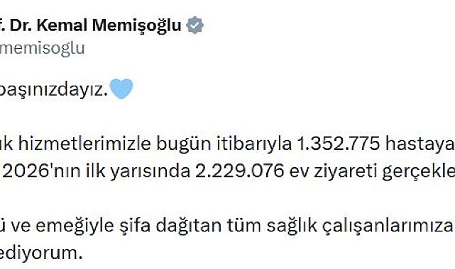 Bakan Memişoğlu: Evde sağlık hizmetlerimizle 1 milyon 352 bin 775 hastaya hizmet veriyoruz