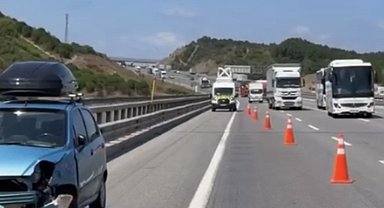 Beykoz Kuzey Marmara Otoyolu'nda otomobil, yolcu otobüsüne çarptı