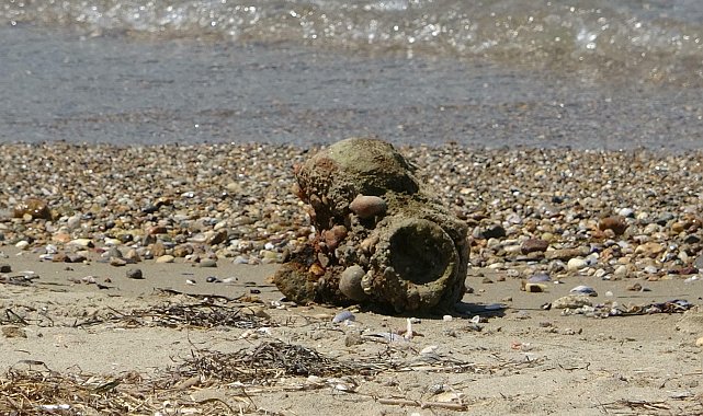 Çanakkale'de halk plajında patlamamış top mermisi bulundu