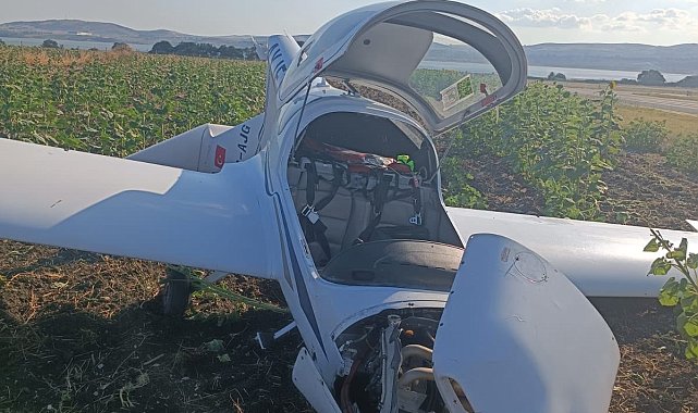 Çatalca'da eğitim uçuşunda sert iniş yapan uçakta hasar oluştu-1