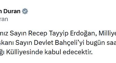 Cumhurbaşkanı Erdoğan, Bahçeli'yi kabul edecek