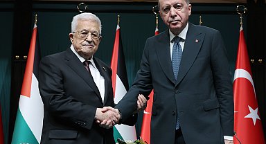 Cumhurbaşkanı Erdoğan, Filistin Devlet Başkanı Abbas'ı resmi törenle karşıladı