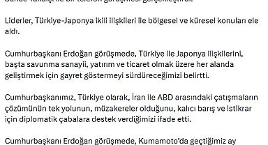 Cumhurbaşkanı Erdoğan, Japonya Başbakanı Takaiçi ile telefonla görüştü