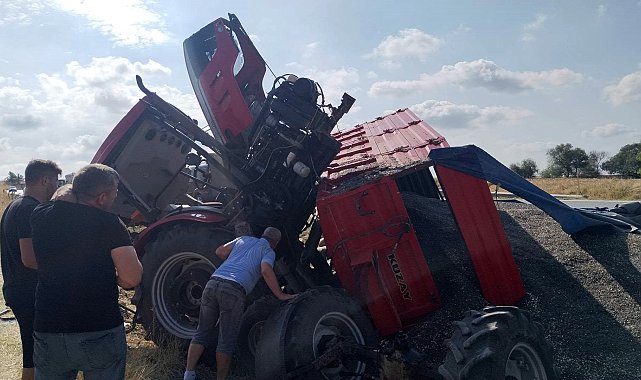 Edirne'de traktör devrildi; 1'i ağır, 2 yaralı
