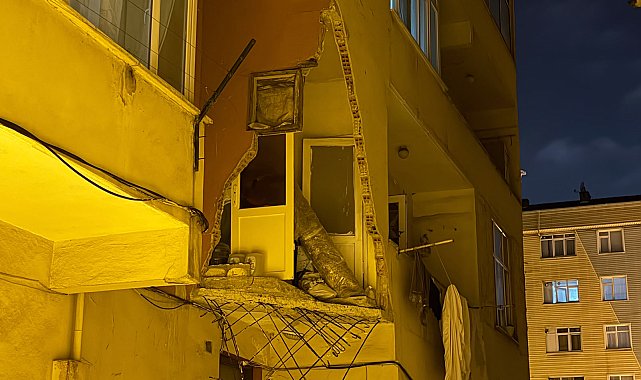 Güngören'de 5 katlı binanın balkonu çöktü; bina sakinleri tahliye edildi
