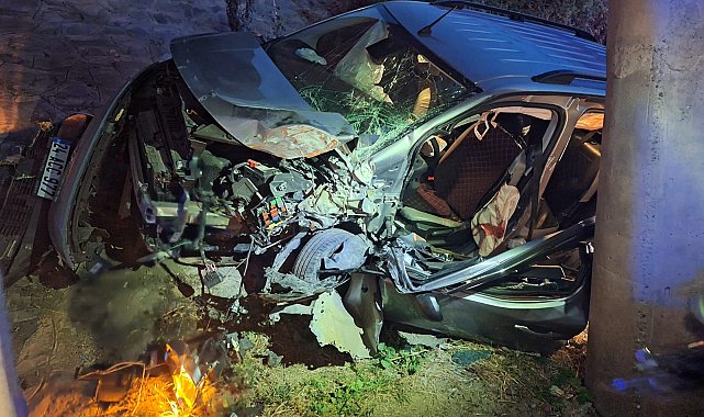 Hafif ticari araç yol kenarına savruldu; 1 ölü, 3 yaralı