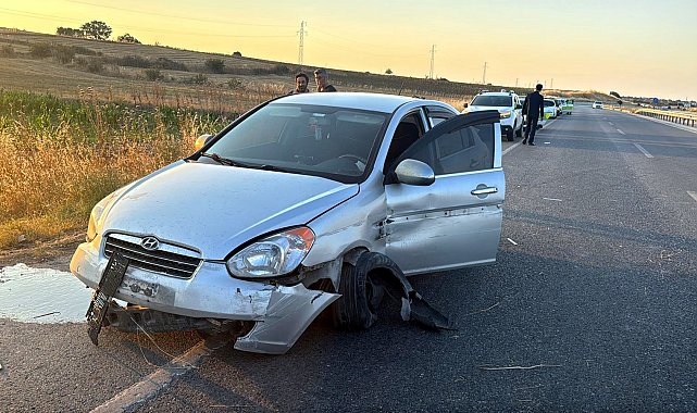 Kaçak göçmenleri taşıyan otomobil refüje çarptı; 2 yaralı