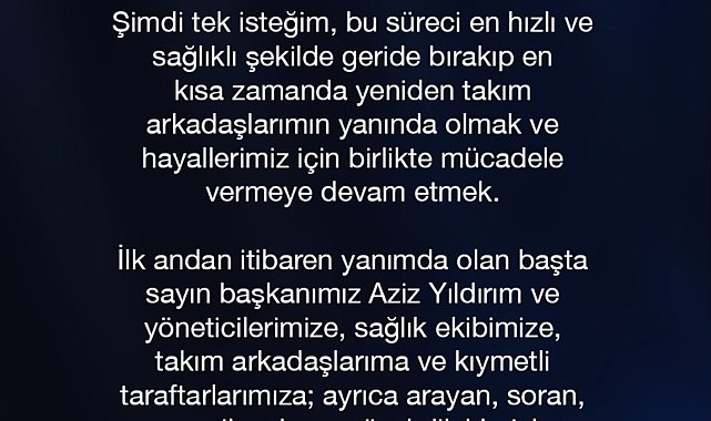 Kerem Aktürkoğlu: Tek isteğim, bu süreci en hızlı ve sağlıklı şekilde geride bırakıp takım arkadaşlarımın yanında olmak
