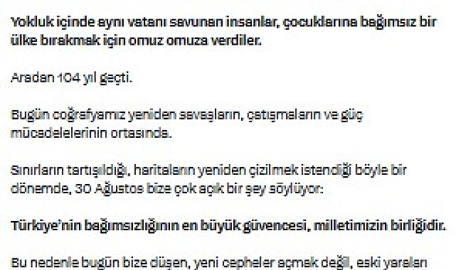 Kılıçdaroğlu'ndan '30 Ağustos' mesajı