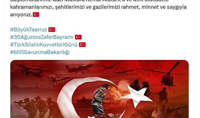 MSB'den '30 Ağustos Zafer Bayramı' paylaşımı