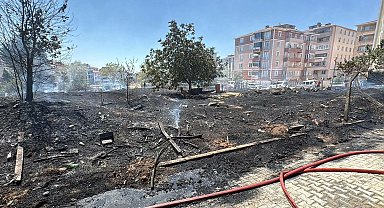Ot yangınında alevler park halindeki araçlara sıçradı; 1 TIR yandı, 2 otomobil zarar gördü