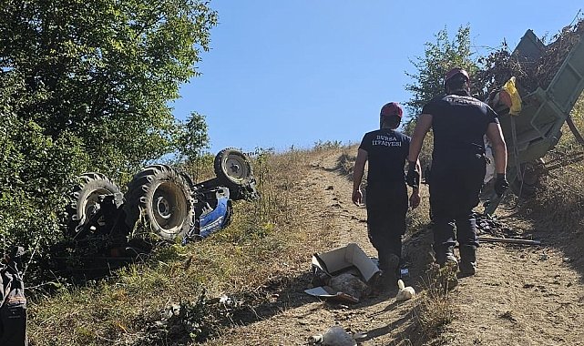 Şarampole devrilen traktörün 15 yaşındaki sürücüsü ağır yaralandı
