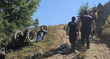 Şarampole devrilen traktörün 15 yaşındaki sürücüsü ağır yaralandı