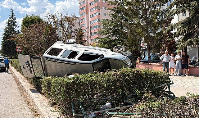 Takla atan hafif ticari aracın sürücüsü yaralandı