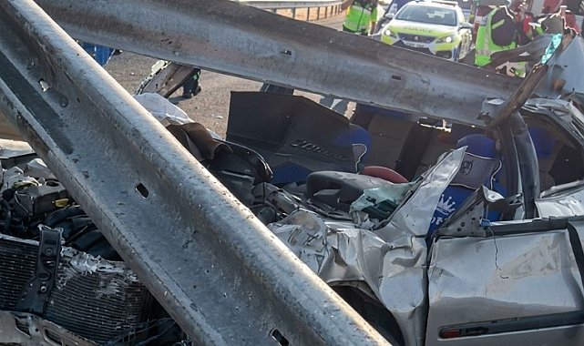 Takla atan otomobil, çelik bariyerlere çarptı: 1 ölü, 1 ağır yaralı