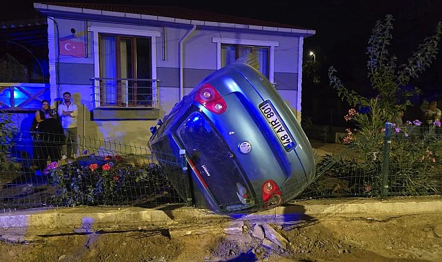 Takla atıp bahçeye giren otomobilin sürücüsü yaralandı