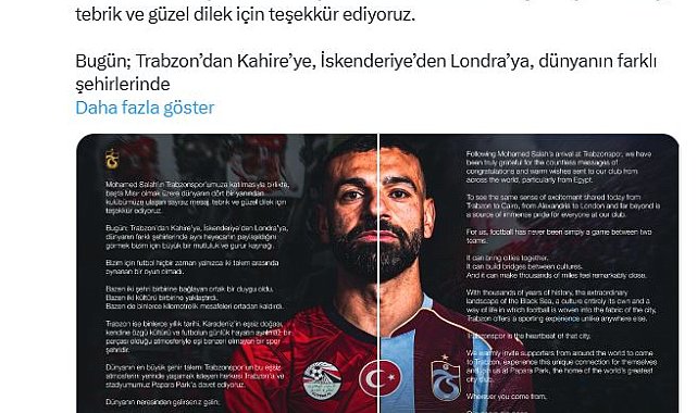 Trabzonspor'dan dünyaya Salah daveti: Kapımız, şehrimiz, tribünlerimiz açık